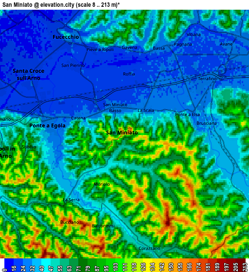 Zoom OUT 2x San Miniato, Italy elevation map