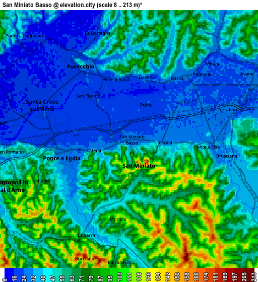 Zoom OUT 2x San Miniato Basso, Italy elevation map