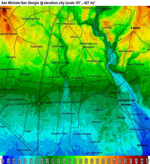 Zoom OUT 2x San Michele-San Giorgio, Italy elevation map