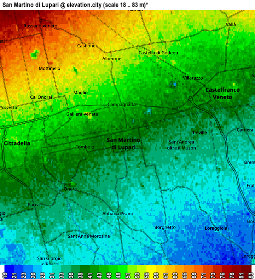 Zoom OUT 2x San Martino di Lupari, Italy elevation map