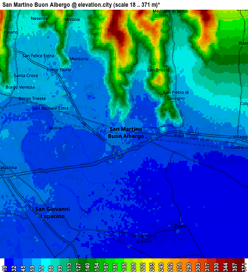 Zoom OUT 2x San Martino Buon Albergo, Italy elevation map