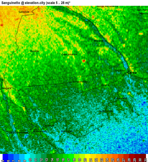 Zoom OUT 2x Sanguinetto, Italy elevation map