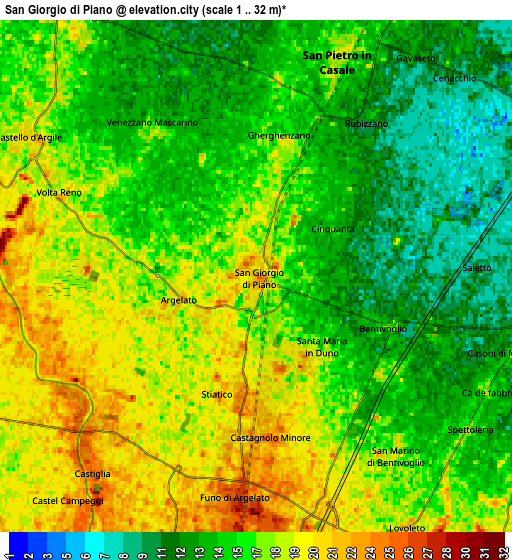 Zoom OUT 2x San Giorgio di Piano, Italy elevation map