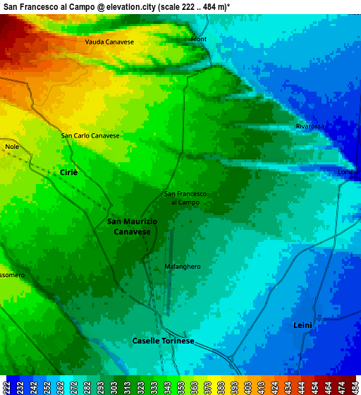 Zoom OUT 2x San Francesco al Campo, Italy elevation map