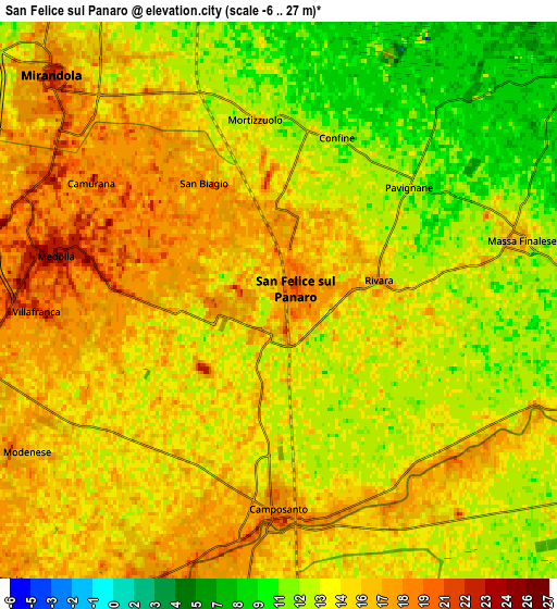 Zoom OUT 2x San Felice sul Panaro, Italy elevation map