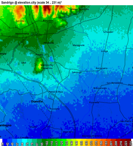 Zoom OUT 2x Sandrigo, Italy elevation map