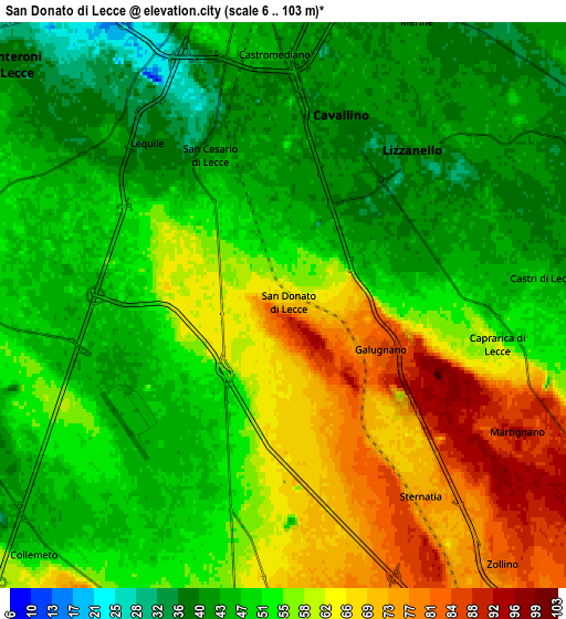 Zoom OUT 2x San Donato di Lecce, Italy elevation map