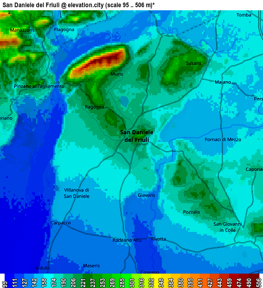 Zoom OUT 2x San Daniele del Friuli, Italy elevation map