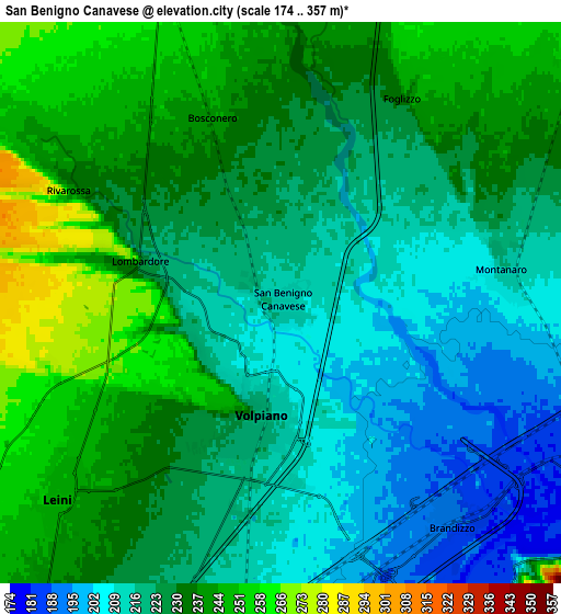 Zoom OUT 2x San Benigno Canavese, Italy elevation map