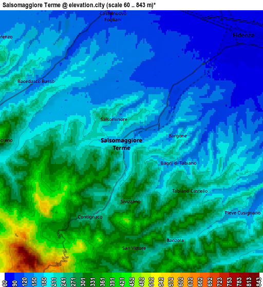 Zoom OUT 2x Salsomaggiore Terme, Italy elevation map