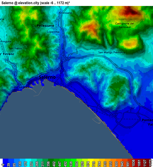 Zoom OUT 2x Salerno, Italy elevation map