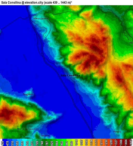 Zoom OUT 2x Sala Consilina, Italy elevation map