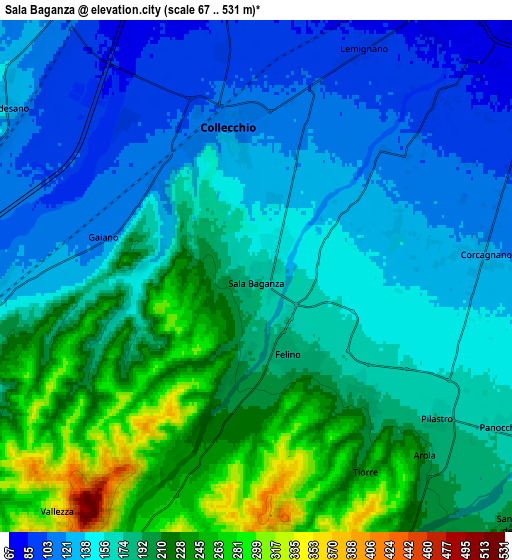 Zoom OUT 2x Sala Baganza, Italy elevation map