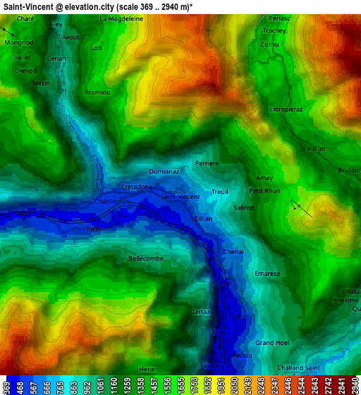 Zoom OUT 2x Saint-Vincent, Italy elevation map