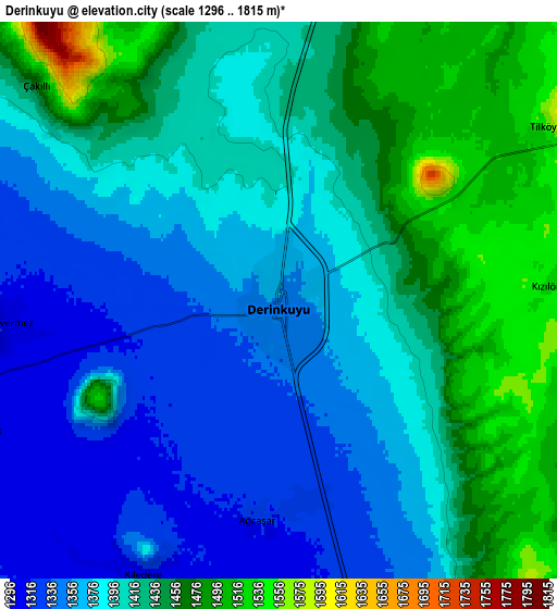 Zoom OUT 2x Derinkuyu, Turkey elevation map