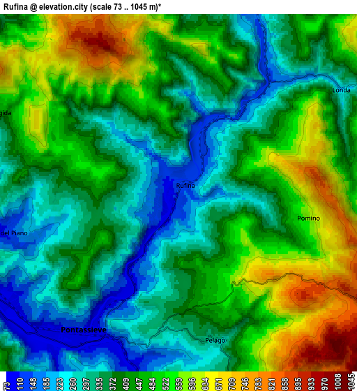 Zoom OUT 2x Rufina, Italy elevation map