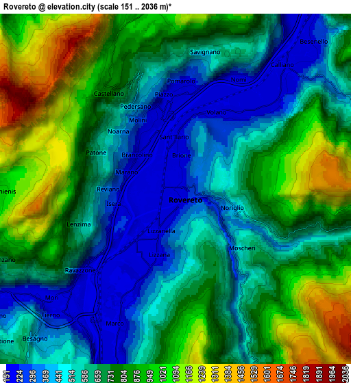 Zoom OUT 2x Rovereto, Italy elevation map