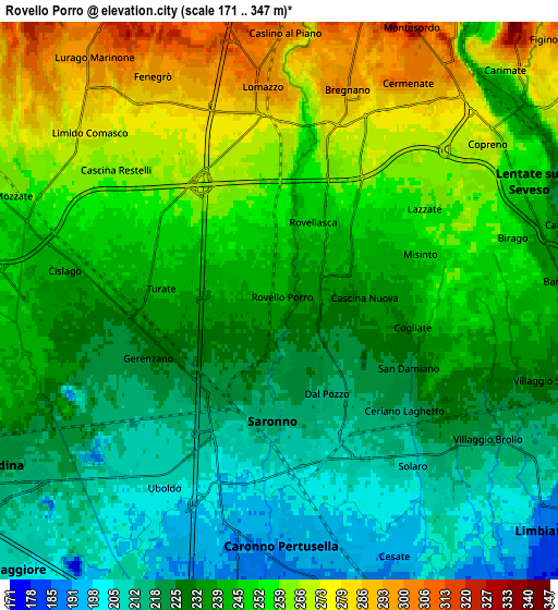 Zoom OUT 2x Rovello Porro, Italy elevation map