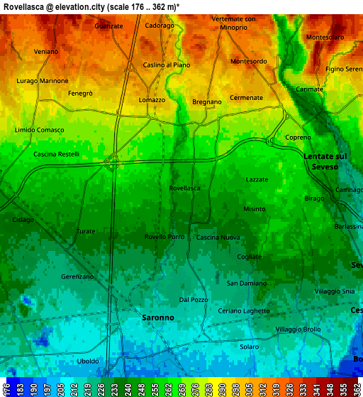 Zoom OUT 2x Rovellasca, Italy elevation map