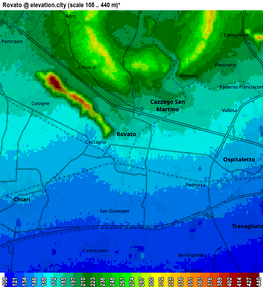 Zoom OUT 2x Rovato, Italy elevation map