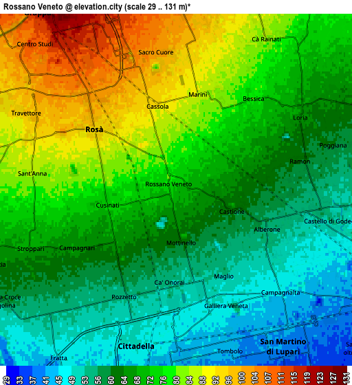 Zoom OUT 2x Rossano Veneto, Italy elevation map