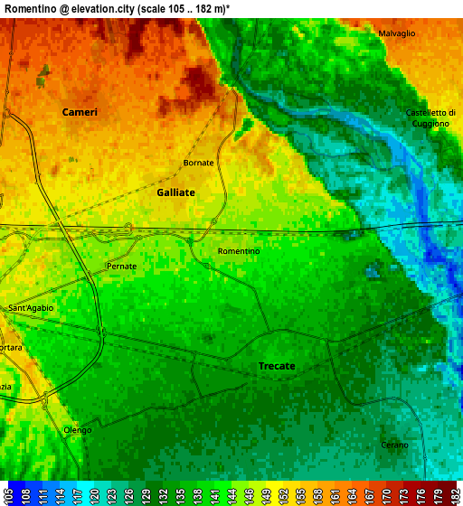 Zoom OUT 2x Romentino, Italy elevation map