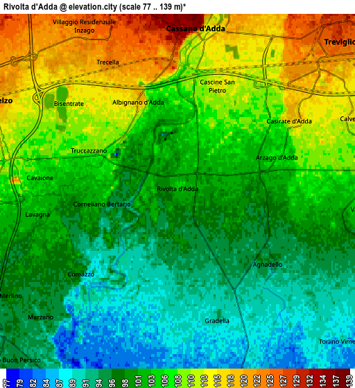 Zoom OUT 2x Rivolta d'Adda, Italy elevation map