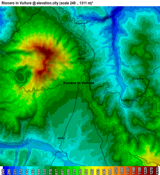 Zoom OUT 2x Rionero in Vulture, Italy elevation map