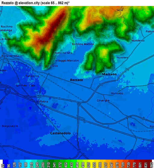 Zoom OUT 2x Rezzato, Italy elevation map
