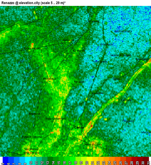 Zoom OUT 2x Renazzo, Italy elevation map