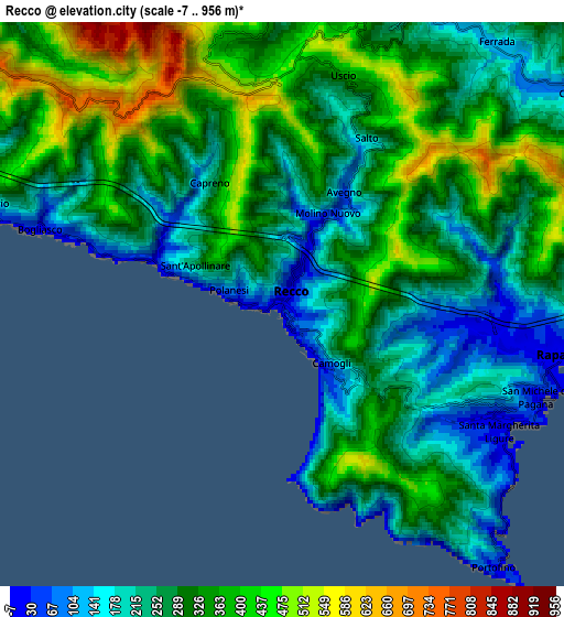 Zoom OUT 2x Recco, Italy elevation map