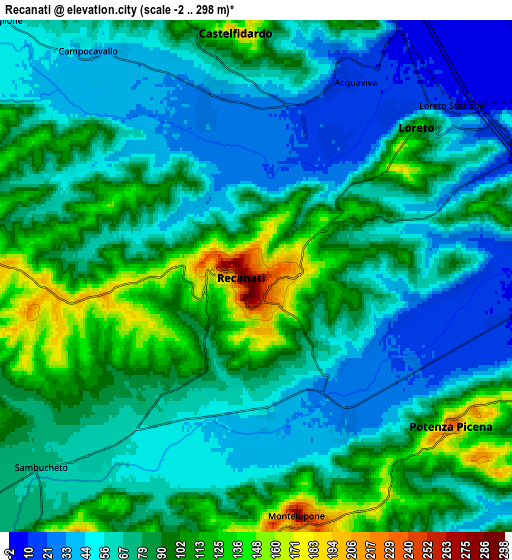 Zoom OUT 2x Recanati, Italy elevation map