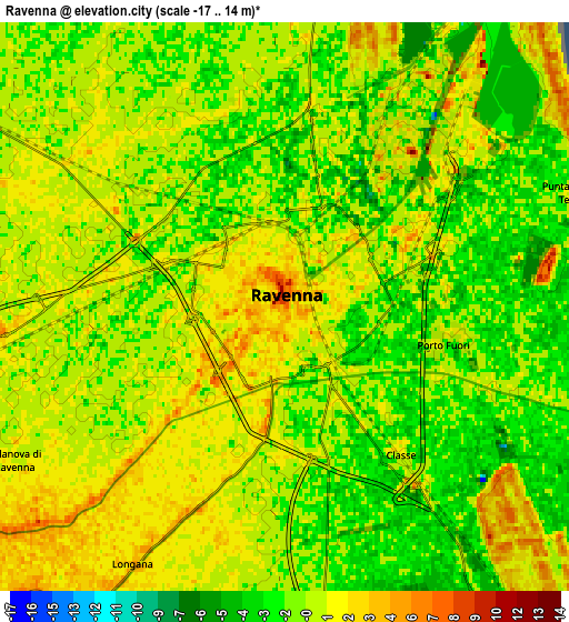 Zoom OUT 2x Ravenna, Italy elevation map