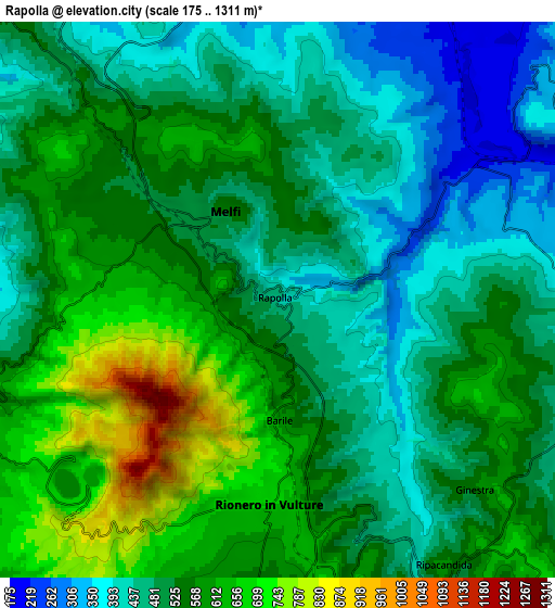 Zoom OUT 2x Rapolla, Italy elevation map