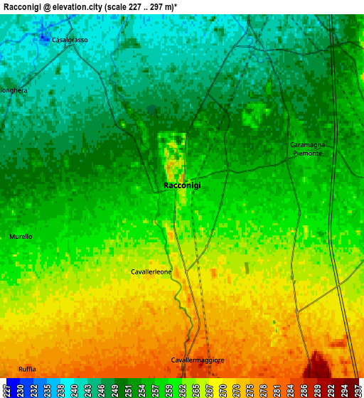 Zoom OUT 2x Racconigi, Italy elevation map