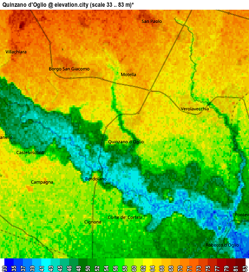 Zoom OUT 2x Quinzano d'Oglio, Italy elevation map