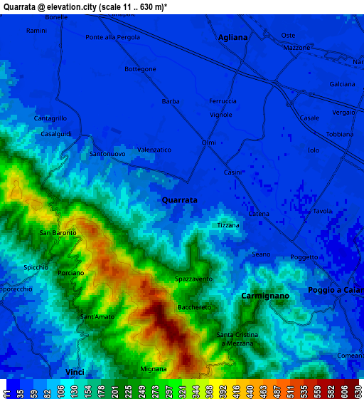 Zoom OUT 2x Quarrata, Italy elevation map