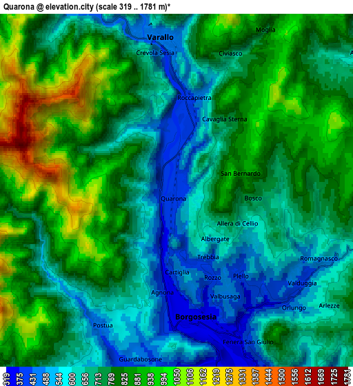 Zoom OUT 2x Quarona, Italy elevation map