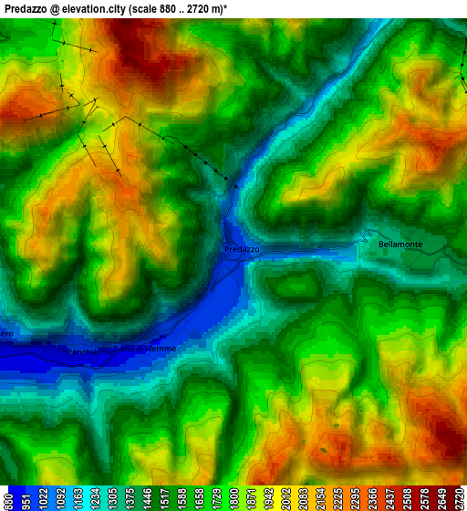 Zoom OUT 2x Predazzo, Italy elevation map