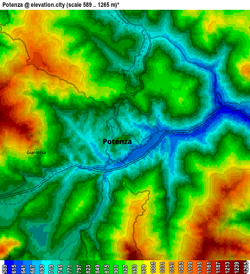 Zoom OUT 2x Potenza, Italy elevation map