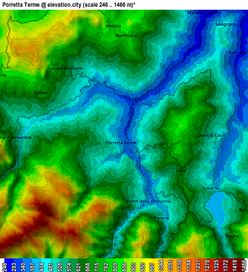 Zoom OUT 2x Porretta Terme, Italy elevation map