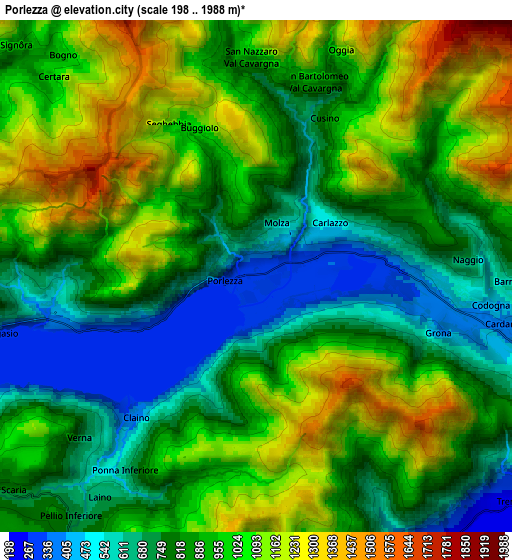 Zoom OUT 2x Porlezza, Italy elevation map