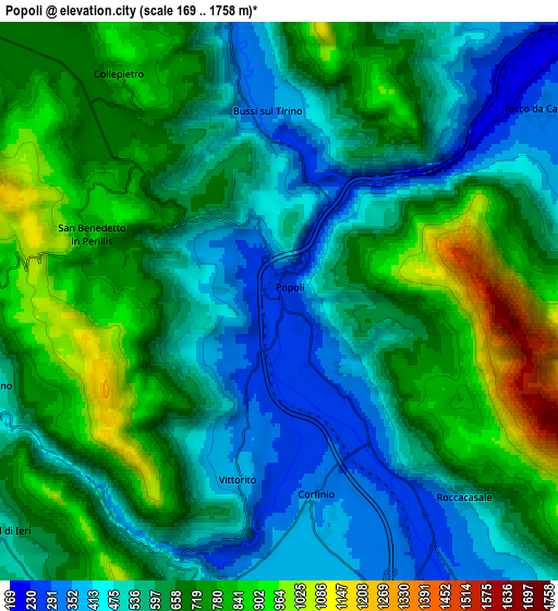 Zoom OUT 2x Popoli, Italy elevation map