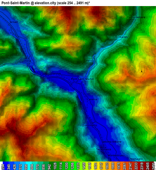 Zoom OUT 2x Pont-Saint-Martin, Italy elevation map