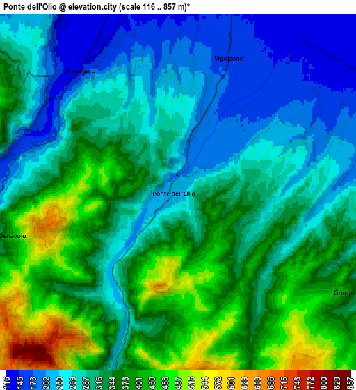 Zoom OUT 2x Ponte dell'Olio, Italy elevation map