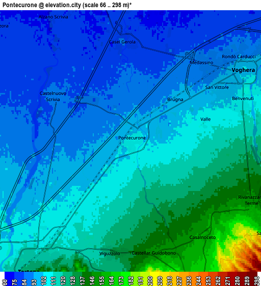 Zoom OUT 2x Pontecurone, Italy elevation map
