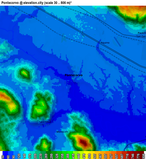 Zoom OUT 2x Pontecorvo, Italy elevation map