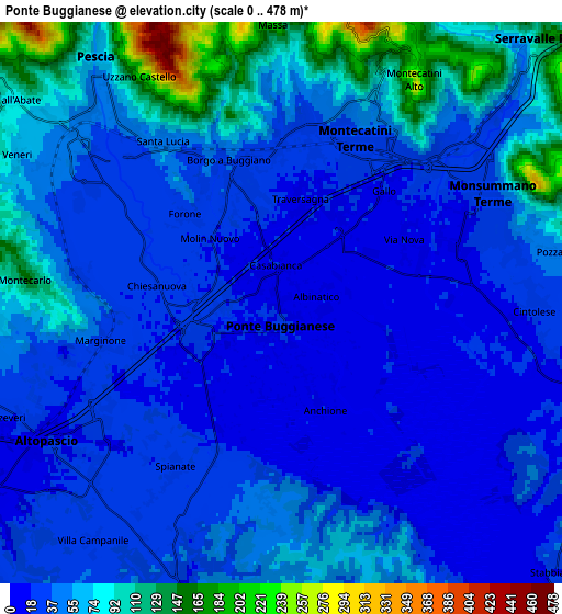 Zoom OUT 2x Ponte Buggianese, Italy elevation map