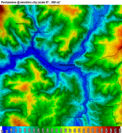 Zoom OUT 2x Pontassieve, Italy elevation map