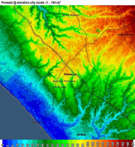 Zoom OUT 2x Pomezia, Italy elevation map